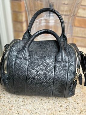 Alexander Wang, Black Pebbled Leather Satchel Handbag - Women